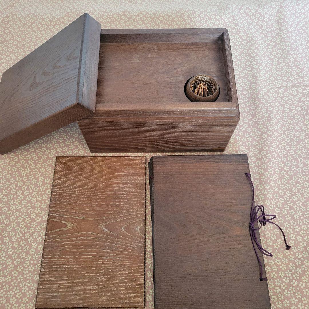 女桑茶箱　和敬板　器据　棗　茶筅筒　茶道具