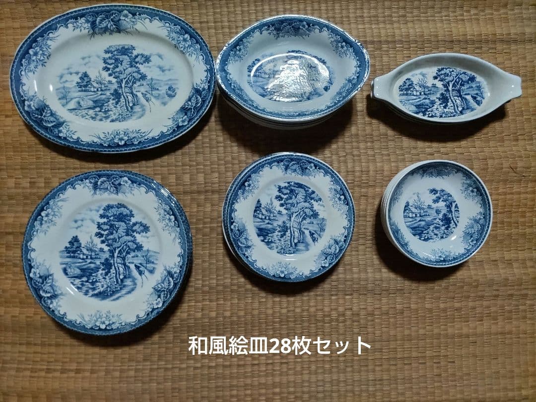 骨董　昭和レトロ　洋風絵皿　お皿各種　２８枚セット品