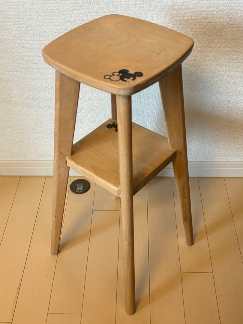ディズニー/ミッキー/スツール/家具/椅子/木製/ナチュラル/雑貨/花台/飾り台