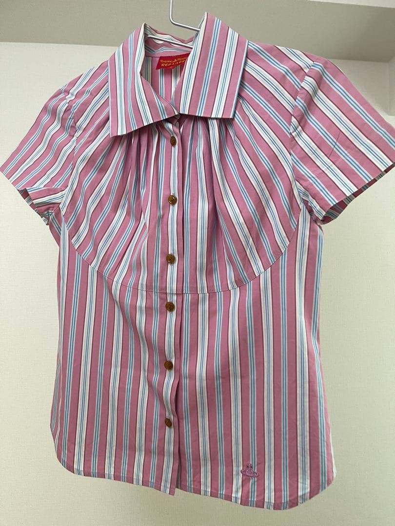 VivienneWestwoodRED LABEL ピンクストライプ 半袖シャツ