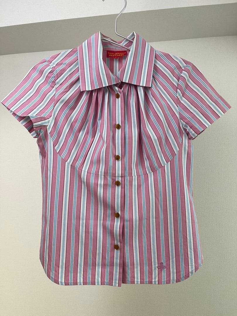 VivienneWestwoodRED LABEL ピンクストライプ 半袖シャツ