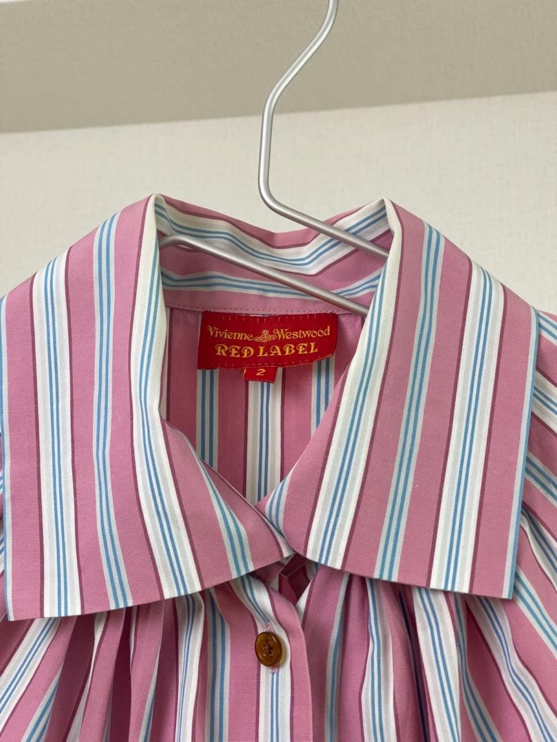 VivienneWestwoodRED LABEL ピンクストライプ 半袖シャツ