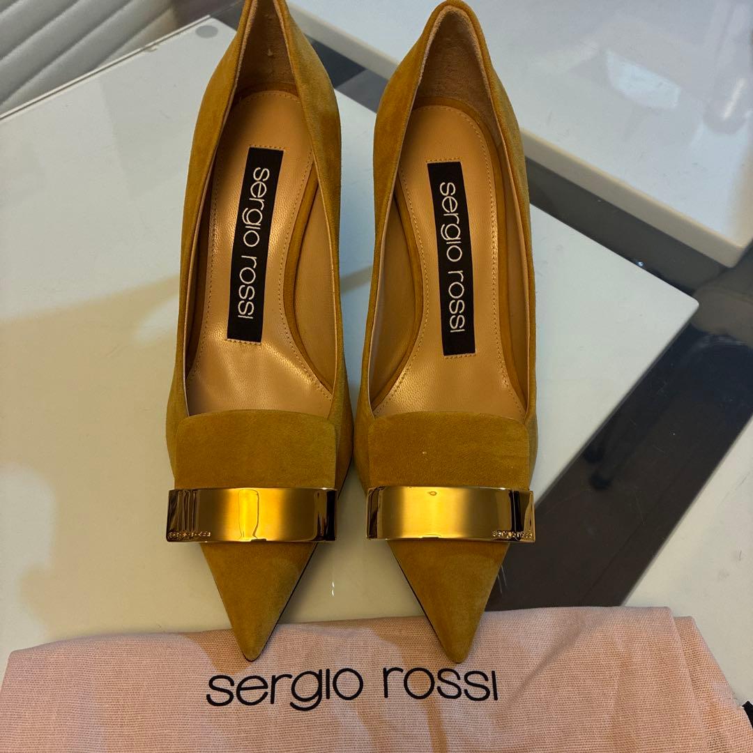 セルジオロッシ　sr1 メタルプレート　パンプス　ハイヒール　靴　定番　スエード