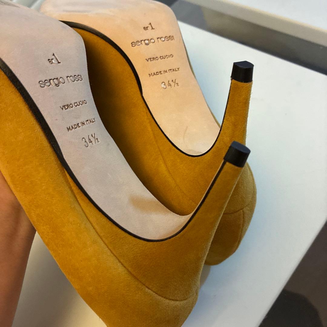 セルジオロッシ　sr1 メタルプレート　パンプス　ハイヒール　靴　定番　スエード