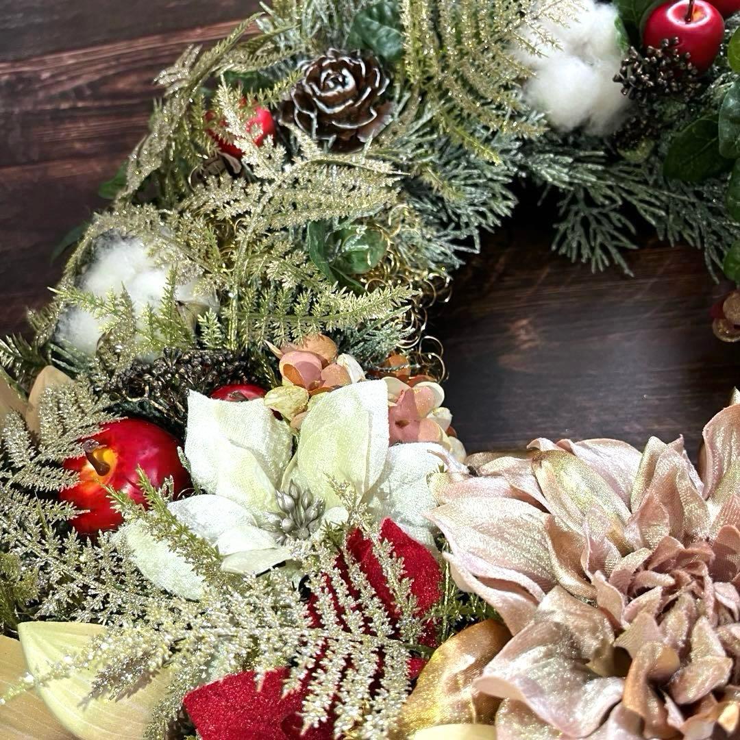 No.25_ 104優美に煌めくクリスマスリース/特大サイズ/冬/造花