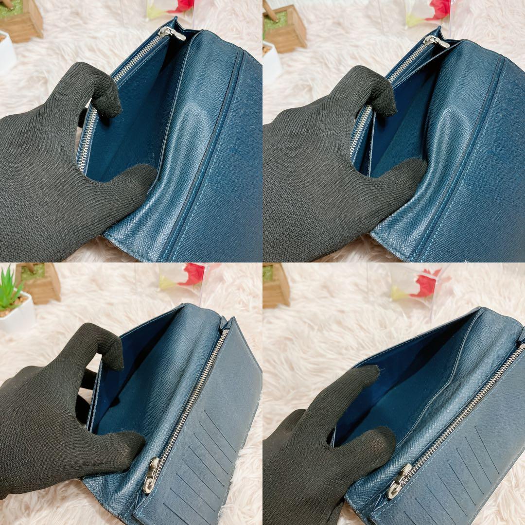 美品 ルイヴィトン タイガ ポルトフォイユ ブラザ 長財布 二つ折り ネイビー