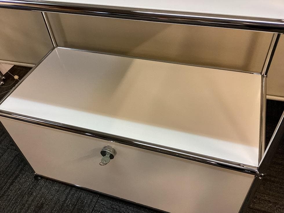 USMハラー ４段 オープンキャビネット シェルフ ピュアホワイト　引き出し