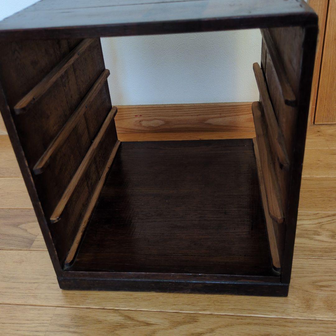 昭和レトロ　小引き出し　日本製 4段 木製小物収納 ダークブラウン
