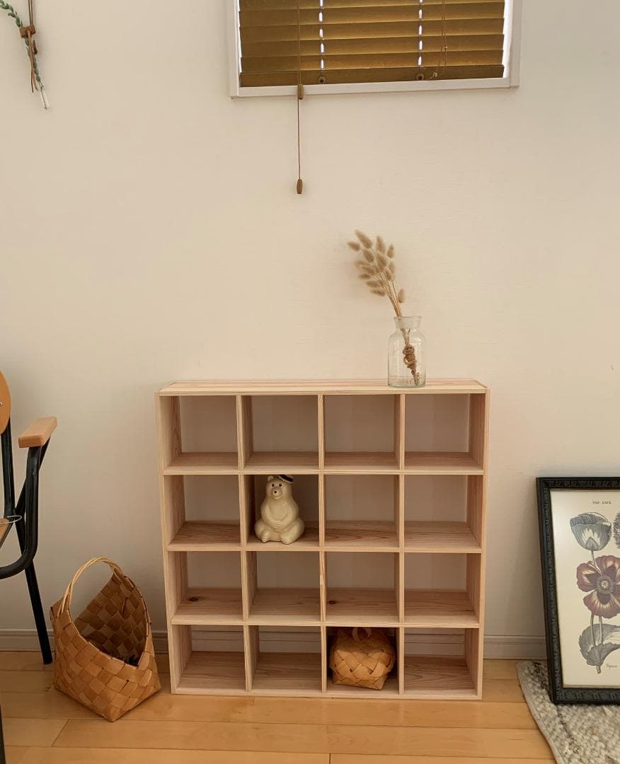 ★送料無料★サイズ変更可能★格子型木製飾り棚③オーダー可能ナチュラル★シェルフ