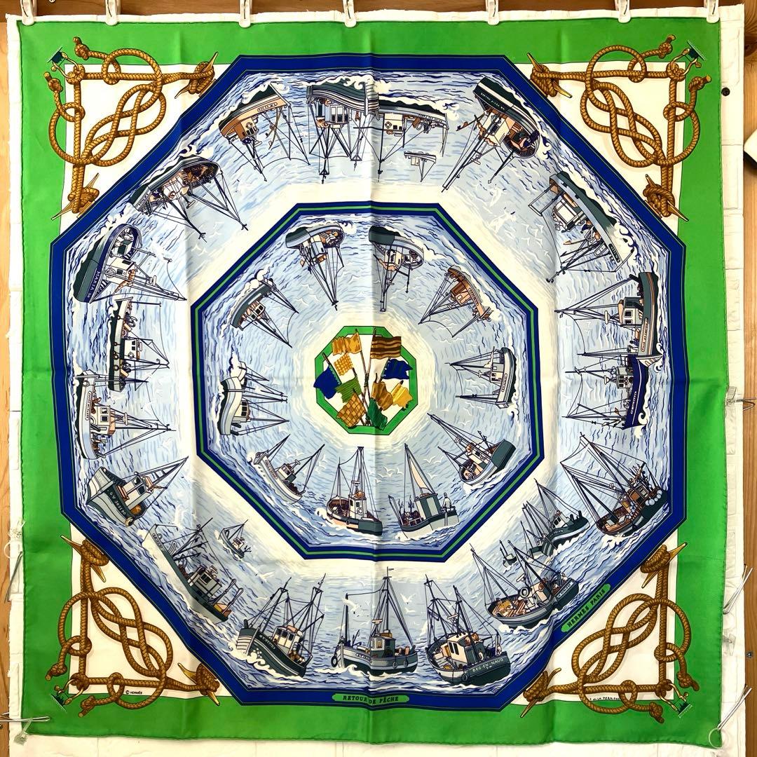 HERMES　エルメス　カレ90　大判スカーフ　漁船の帰港　44