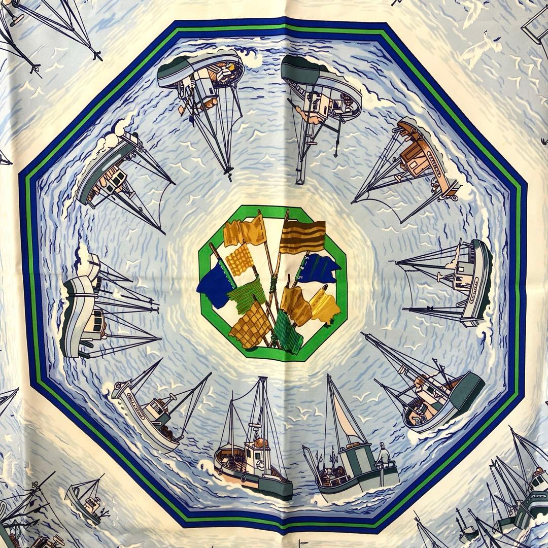 HERMES　エルメス　カレ90　大判スカーフ　漁船の帰港　44