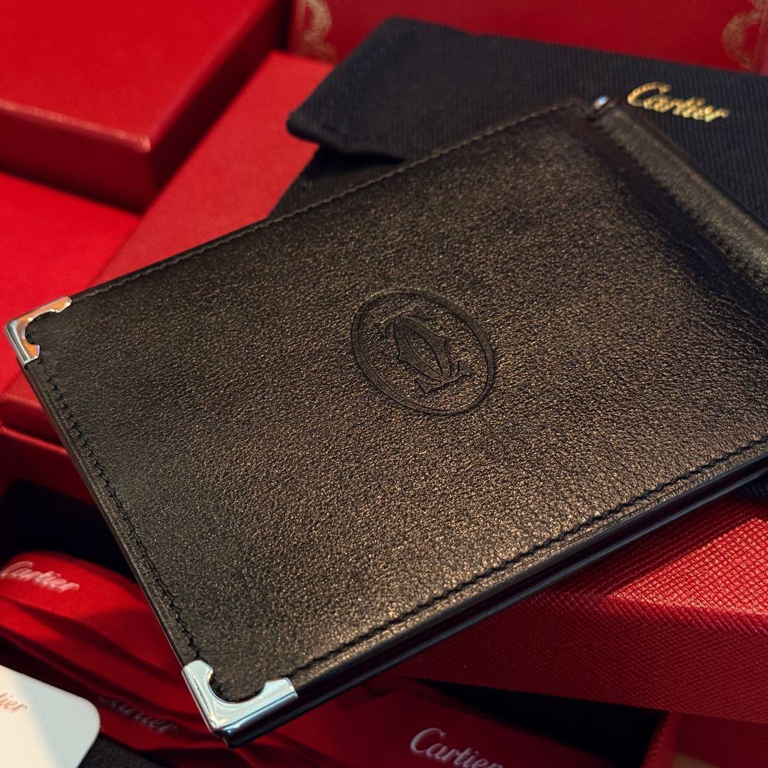 Cartier マネークリップ 2つ折り 財布 カード入れ ブラック マストドゥ