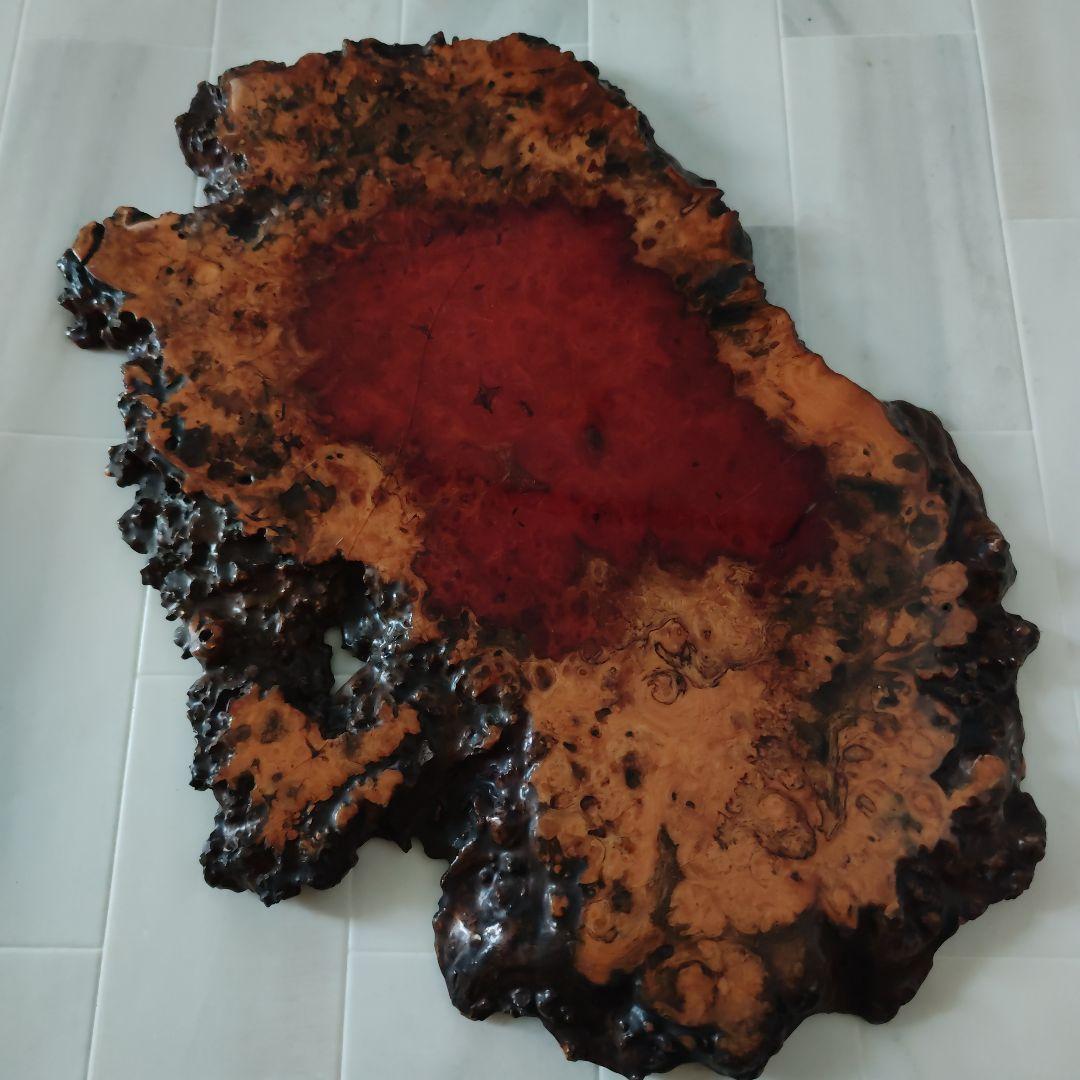 【特上】希少　オンコ　赤褐色　瘤 コブ 瘤杢 　天然木 花台　リバーシブル