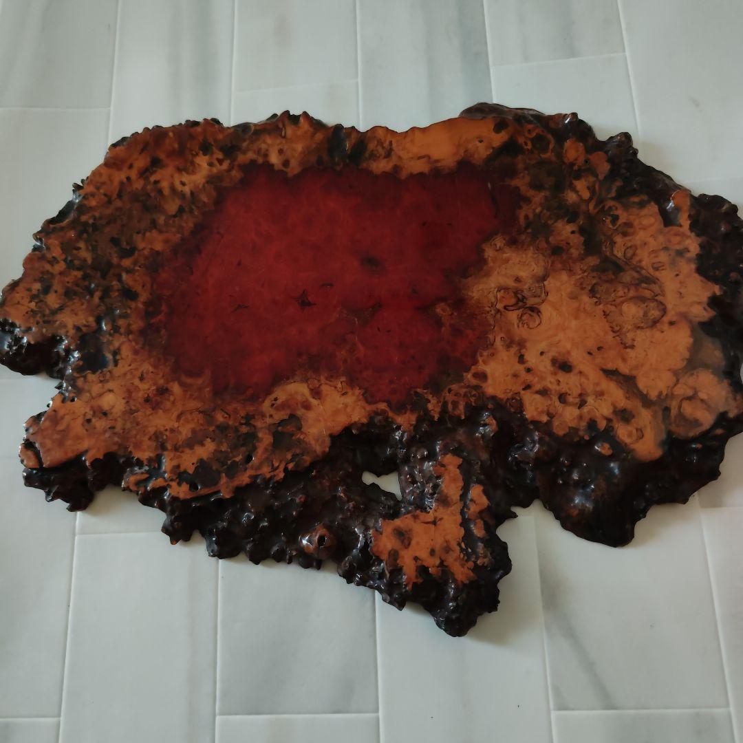 【特上】希少　オンコ　赤褐色　瘤 コブ 瘤杢 　天然木 花台　リバーシブル