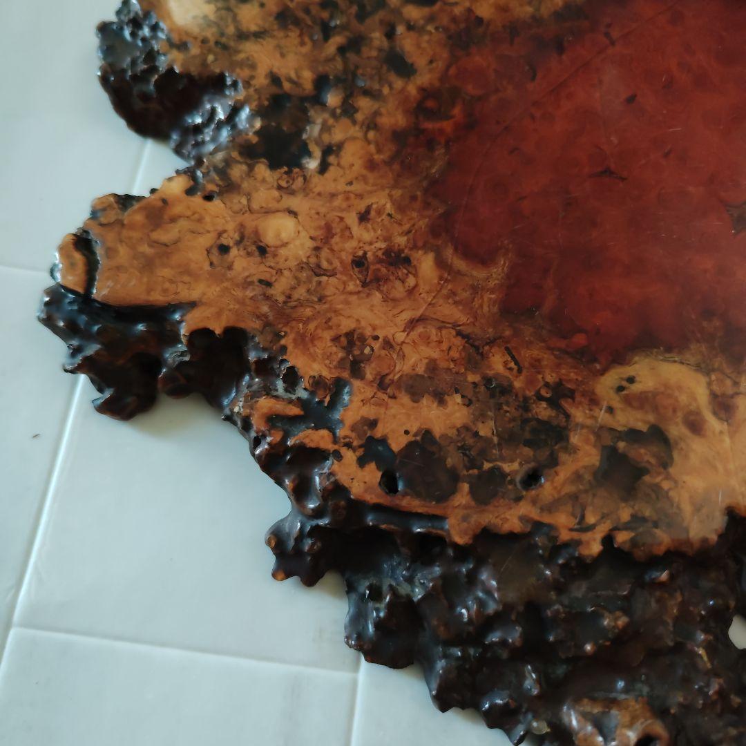 【特上】希少　オンコ　赤褐色　瘤 コブ 瘤杢 　天然木 花台　リバーシブル