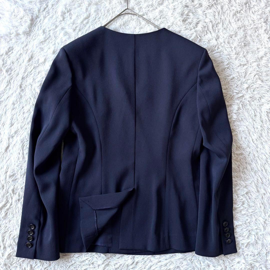 極美品　ICB ノーカラー　ダブル　ビジネス　スーツ　セットアップ　ブルー　M