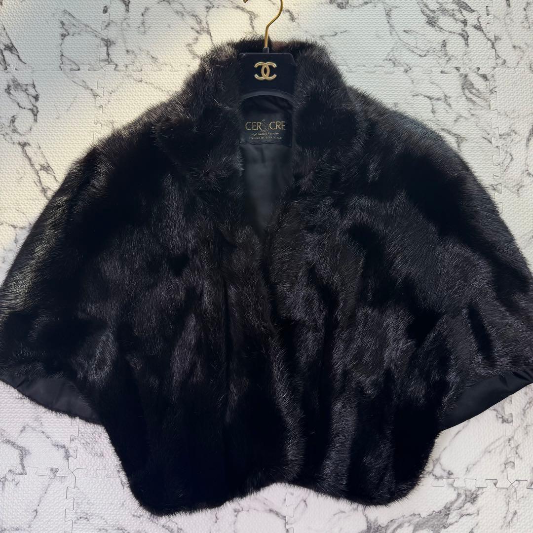 CERCRE セクレ　リアルファーショール　ブラックミンク　フォーマル