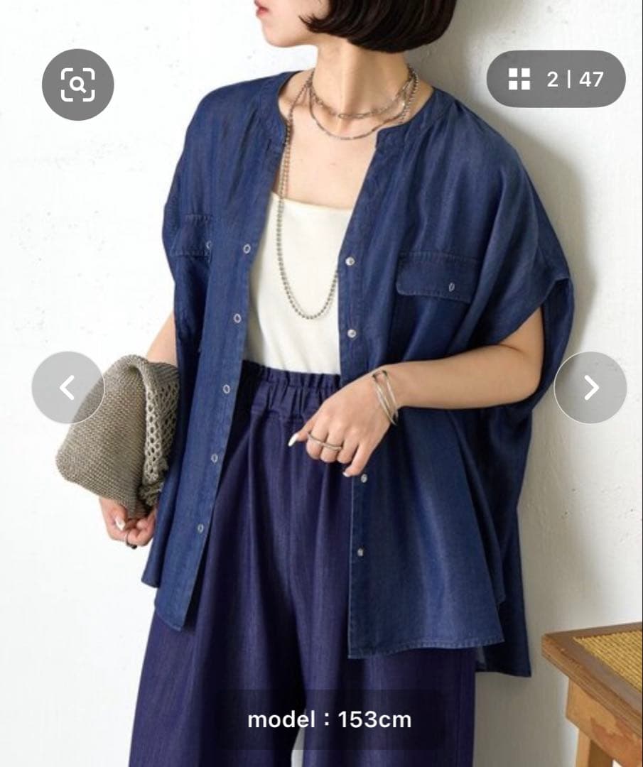 ジェナエスパスメルヴェイユ　ショートスリーブテンセルデニムシャツ　新品未使用