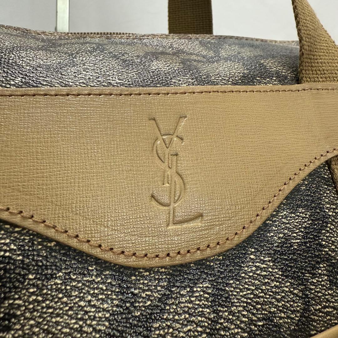 YSL イヴサンローラン ボストンバッグ 肩掛け 大容量 ジラフ柄 PVC 美品
