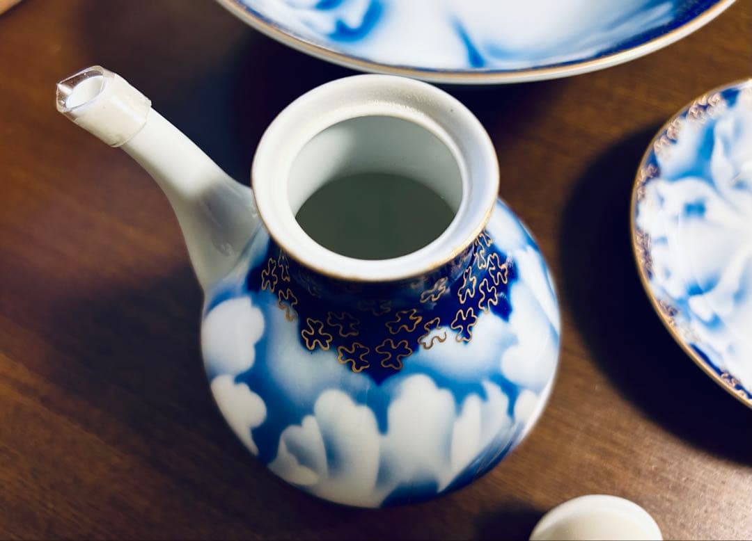 深川製磁　牡丹金ミル　大鉢　小皿　醤油差しセット