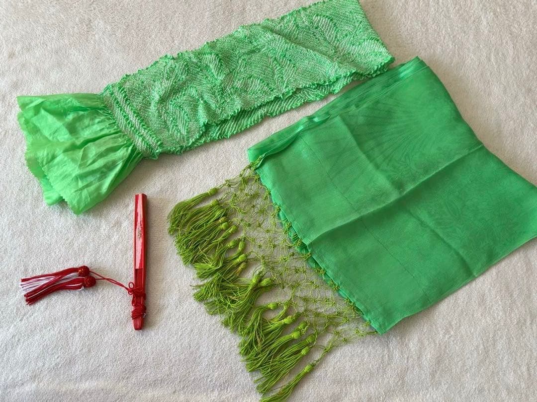 c*u様 美品 ７歳 七五三 お着物セット 作り帯 バッグ 草履 帯揚げ しごき