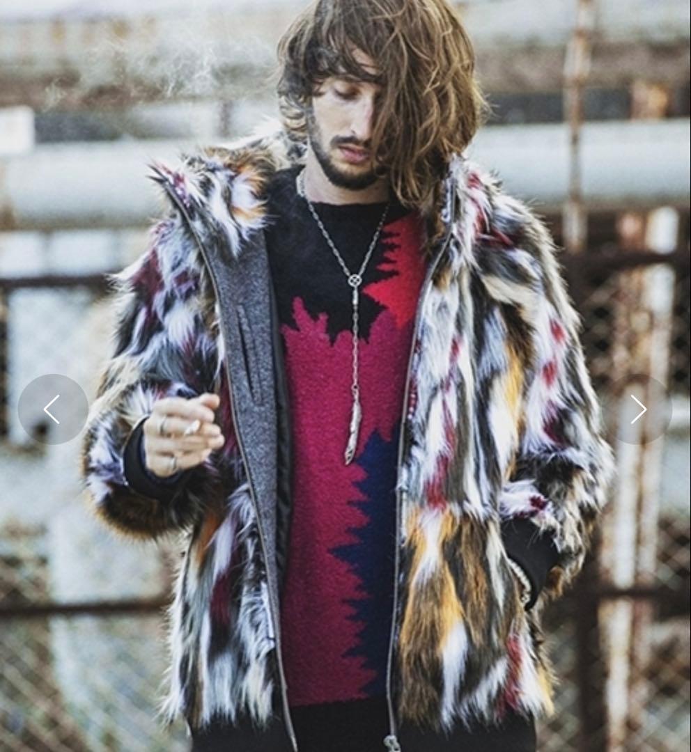 NO ID. ノーアイディー MIXフェイクファーフーデッド ブルゾン