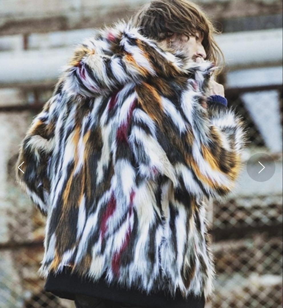 NO ID. ノーアイディー MIXフェイクファーフーデッド ブルゾン