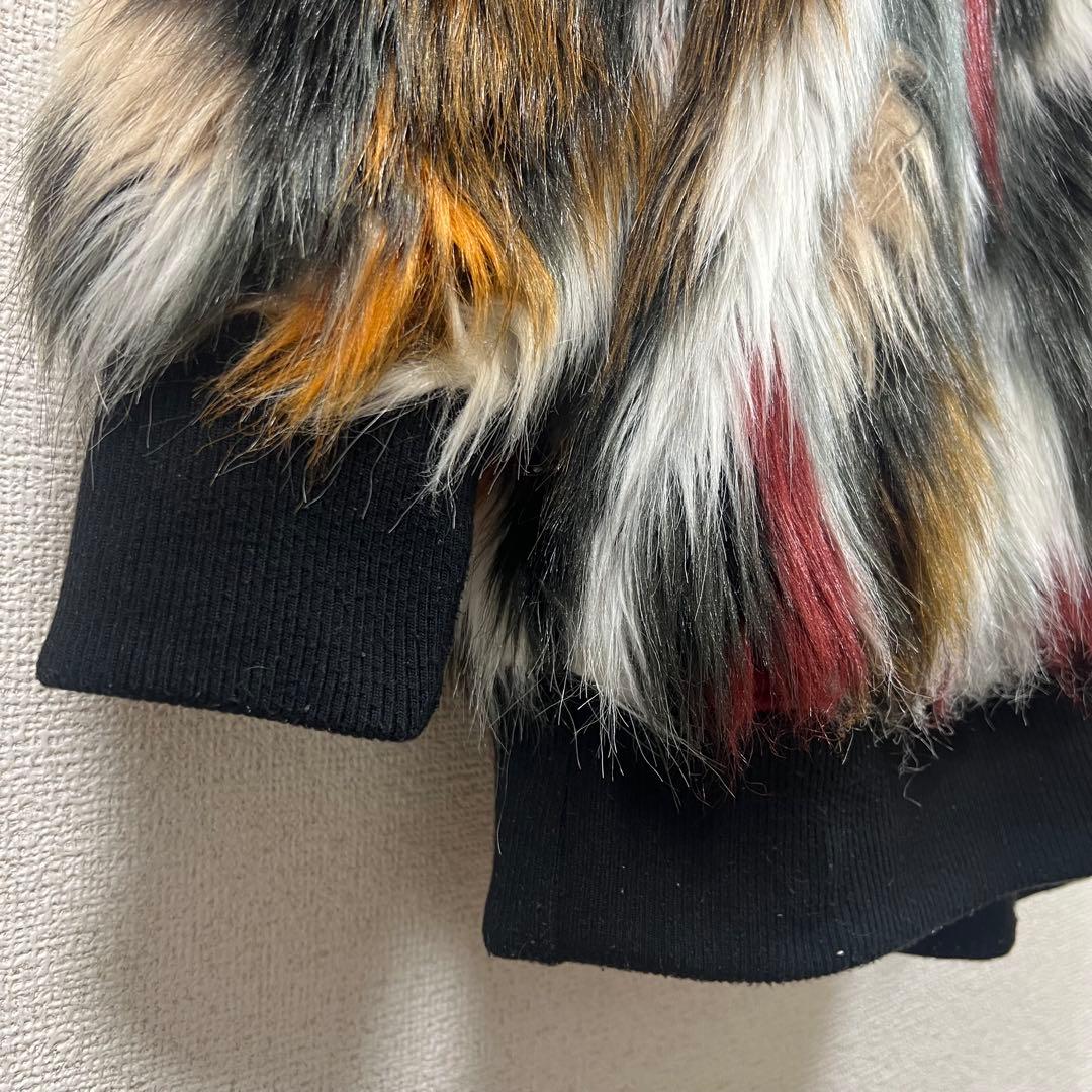 NO ID. ノーアイディー MIXフェイクファーフーデッド ブルゾン