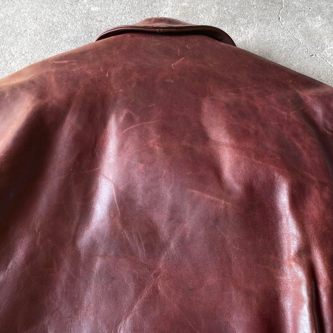 エアロレザー ハーフベルト ホースハイド レザージャケット ブラウン 34