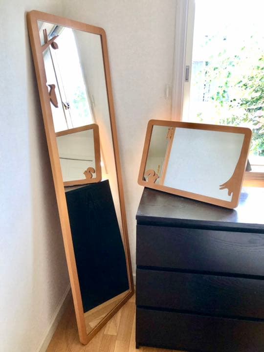 【希少なペア！】ナチュラルテイストの姿見/化粧鏡セット