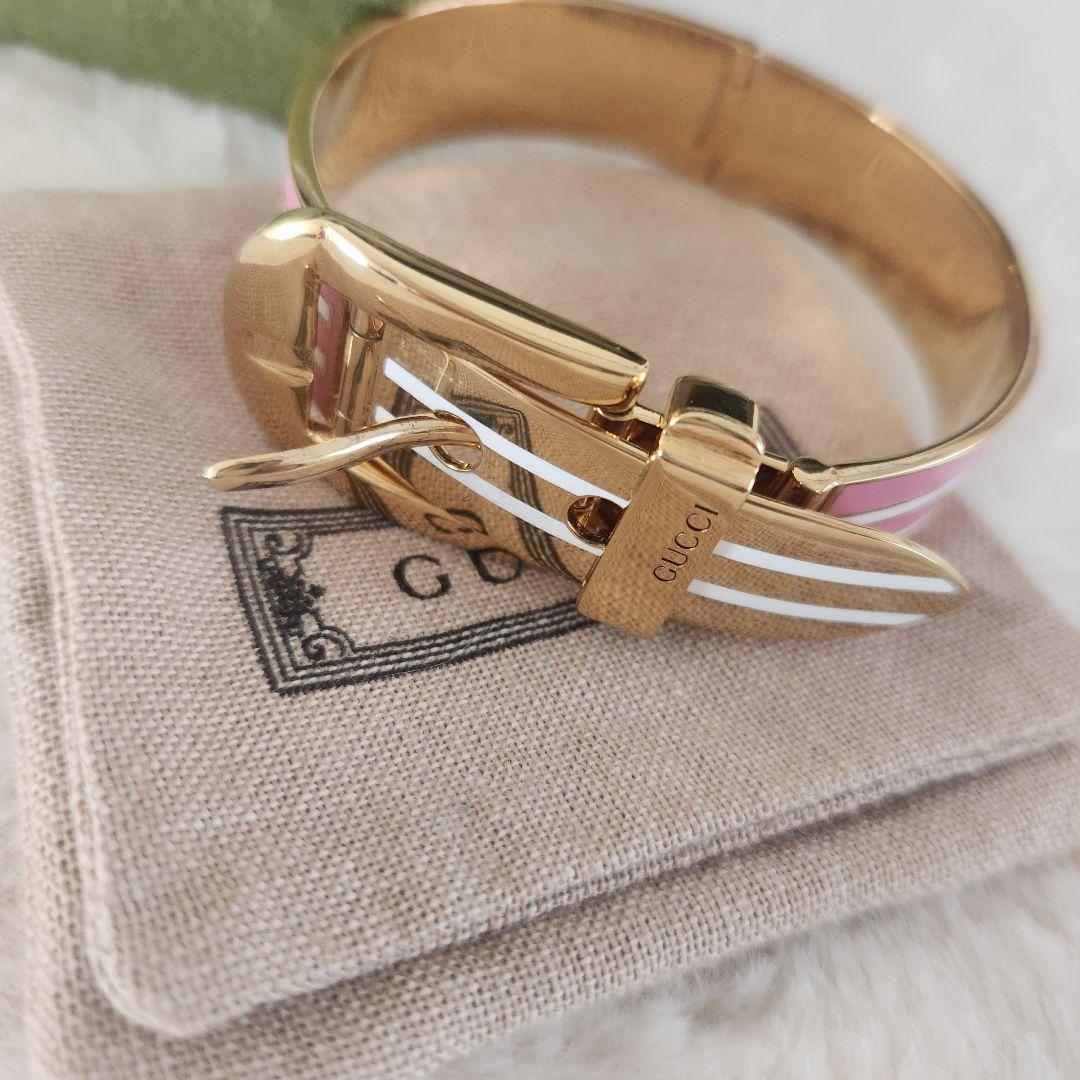 希少GUCCI バンドデザイン 100周年限定　ブレスレット ピンク