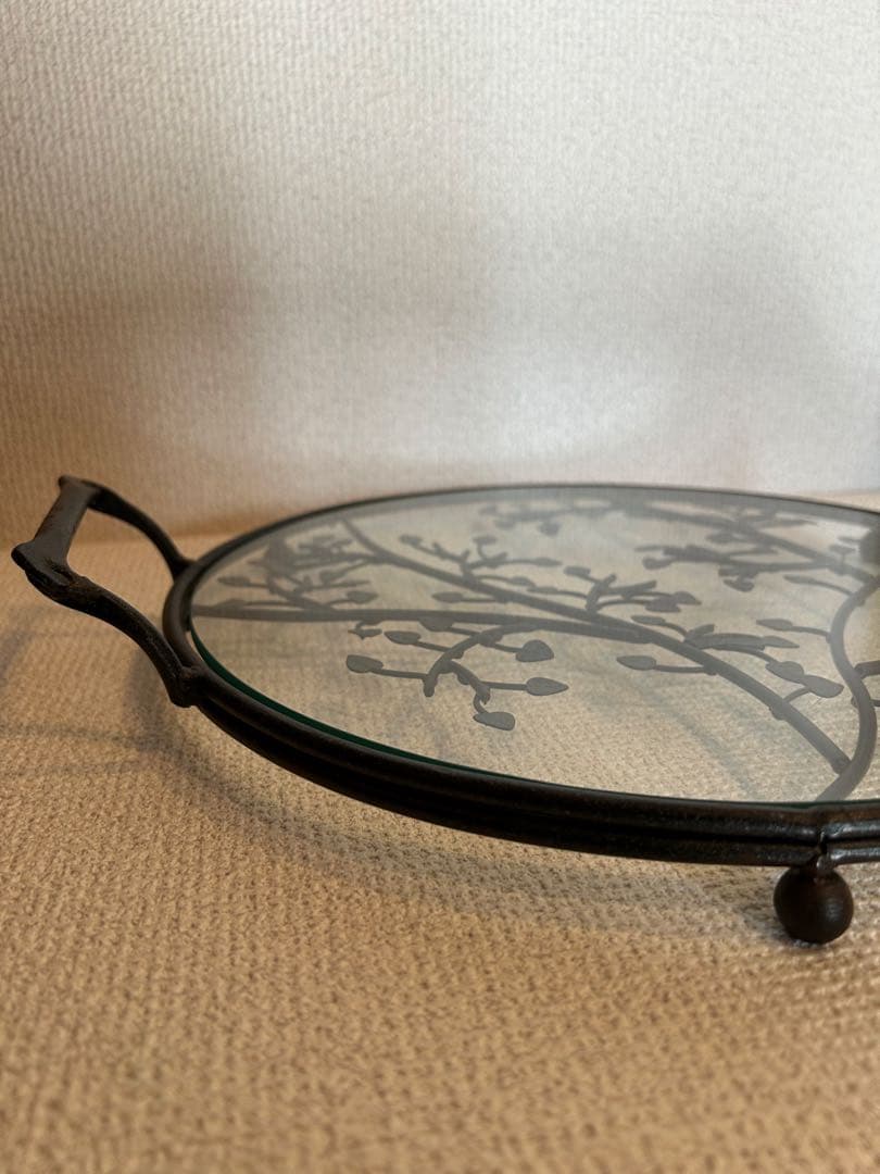 アイアントレイ　ガラスフラットトレイ