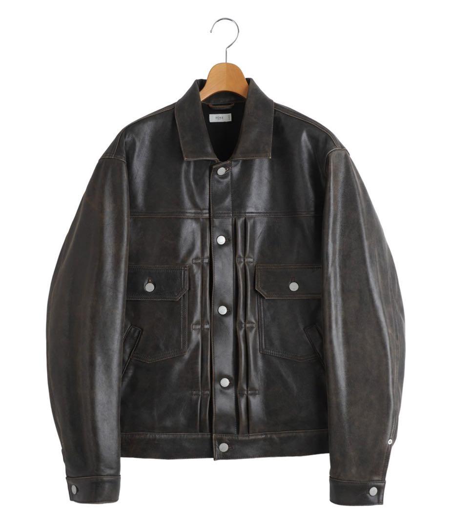 ジャケット・アウター YOKE 26SS Cracked Leather Trucker Jacket