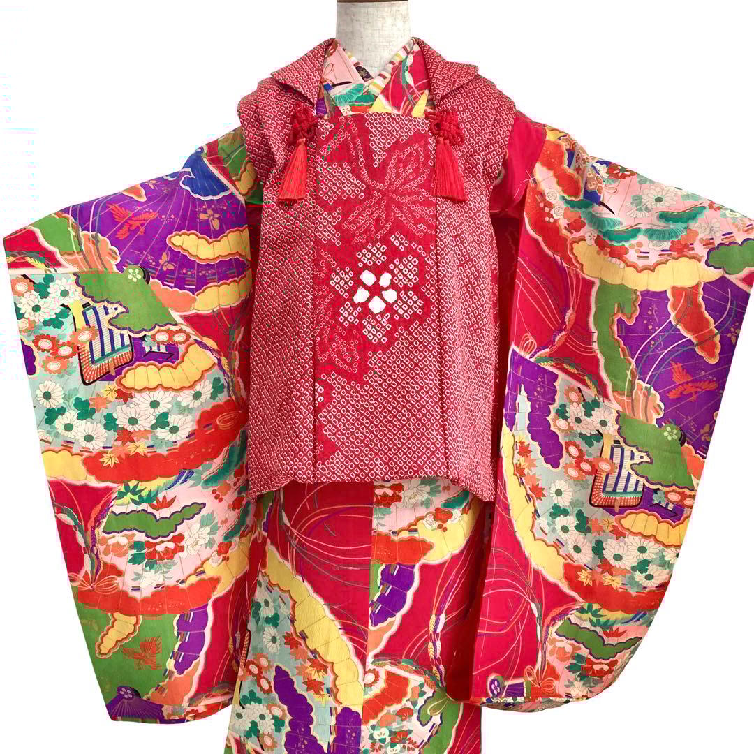 アンティーク　女の子　子供着物　七五三　アンティーク着物　3歳　NO6