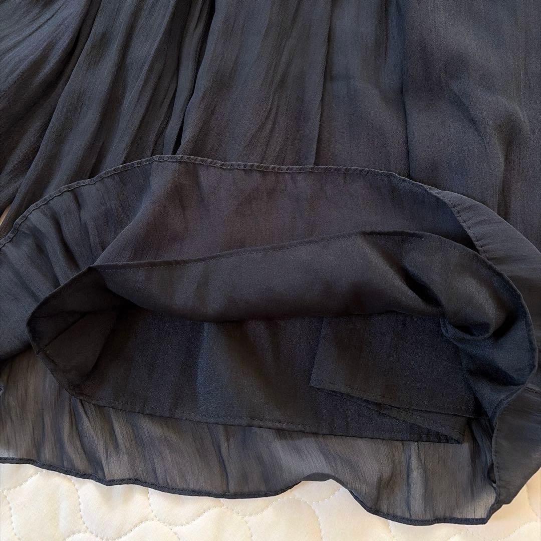 【24SS美品】BEARDSLEY シワシフォンギャザーパンツ　黒　サイズ2