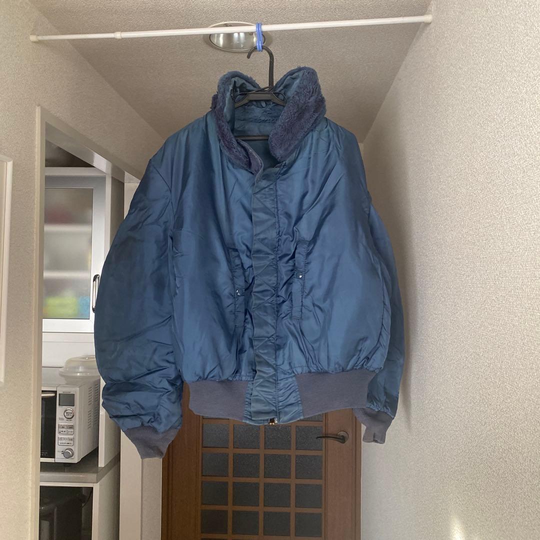 最終値下げ❣️古着USA製ネイビー MA-1 フライトジャケット ボア襟付き