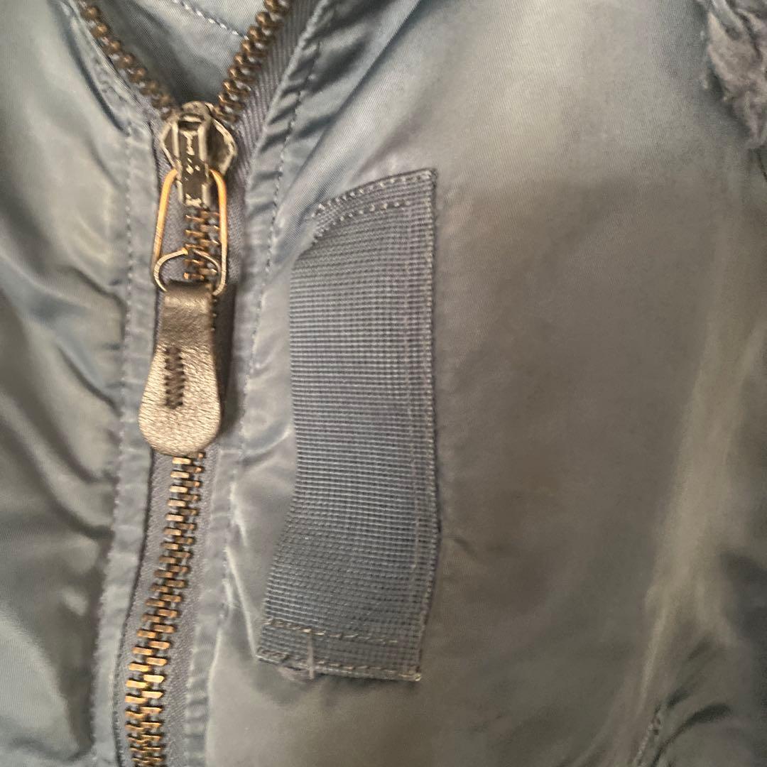 最終値下げ❣️古着USA製ネイビー MA-1 フライトジャケット ボア襟付き