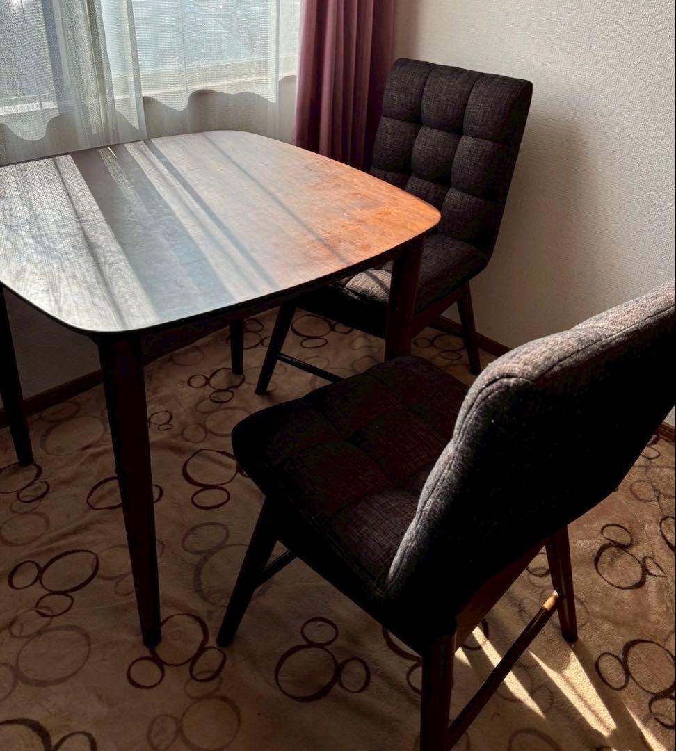 幅80cm ダイニングテーブル　回転式ダイニングチェア　椅子　セット　ニトリ