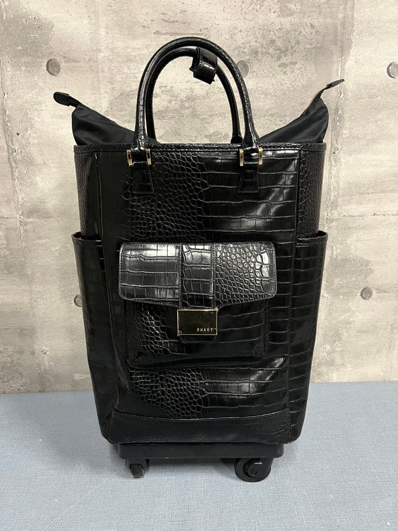 ☆【美品】SWANY スワニー クロコ調 4輪 キャリーバッグ ストッパー付