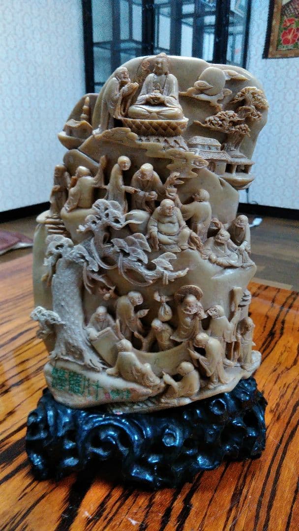中国製置物　彫刻十八羅漢