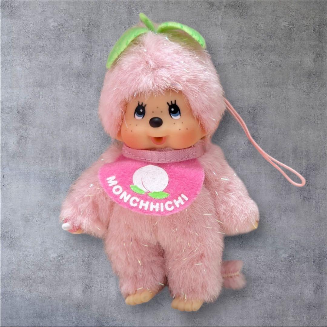 福島限定 桃モンチッチ マスコット ぬいぐるみキーホルダー