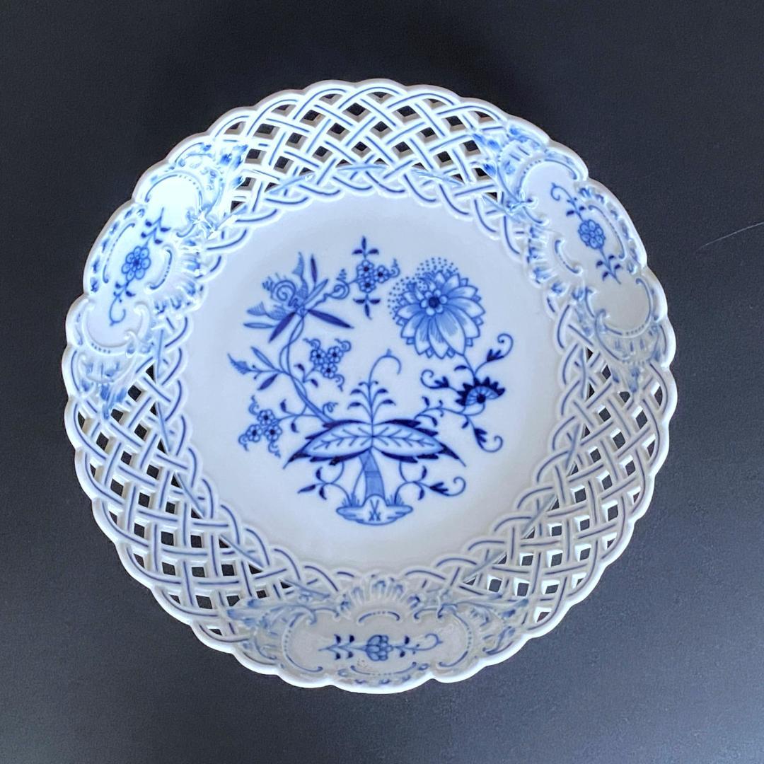 【美品】マイセン☆ブルーオニオン☆メッシュボウル