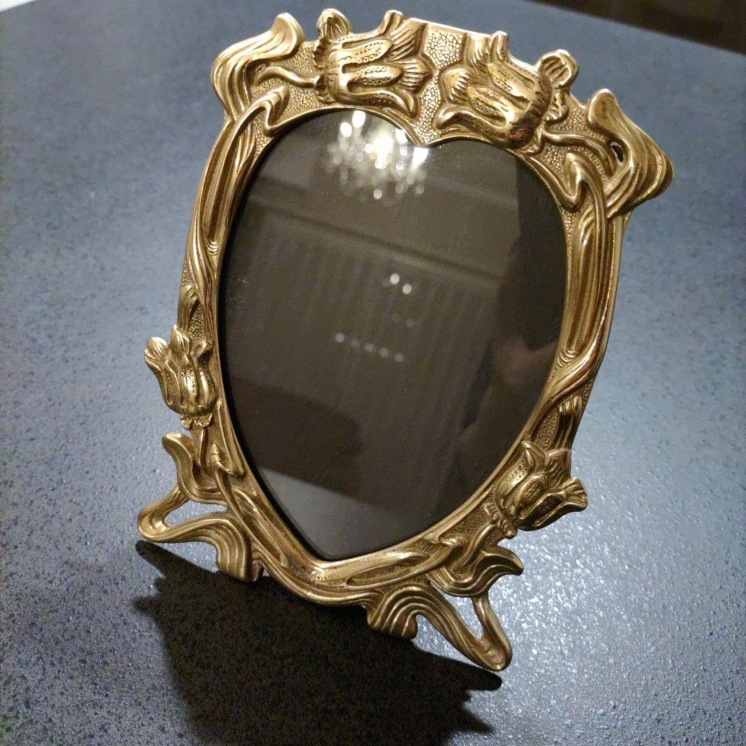 フォトフレーム　ゴールド　写真立て　アール・ヌーヴォー　真鍮