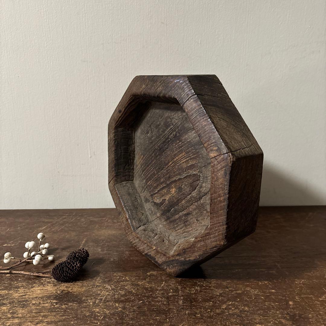 李朝木製灰皿　古民具　韓国古美術　花入　花器　和骨董　アンティーク　古道具