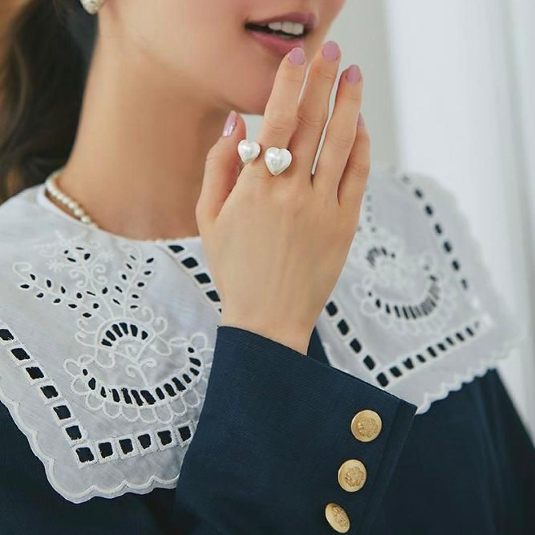 【完売品】Seven ten ハートツインリング パール 11号サイズ