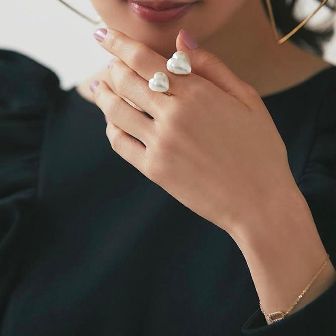 【完売品】Seven ten ハートツインリング パール 11号サイズ