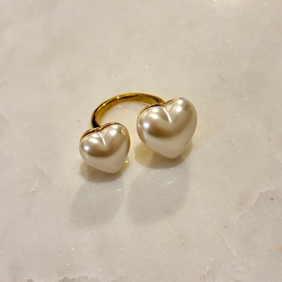 【完売品】Seven ten ハートツインリング パール 11号サイズ