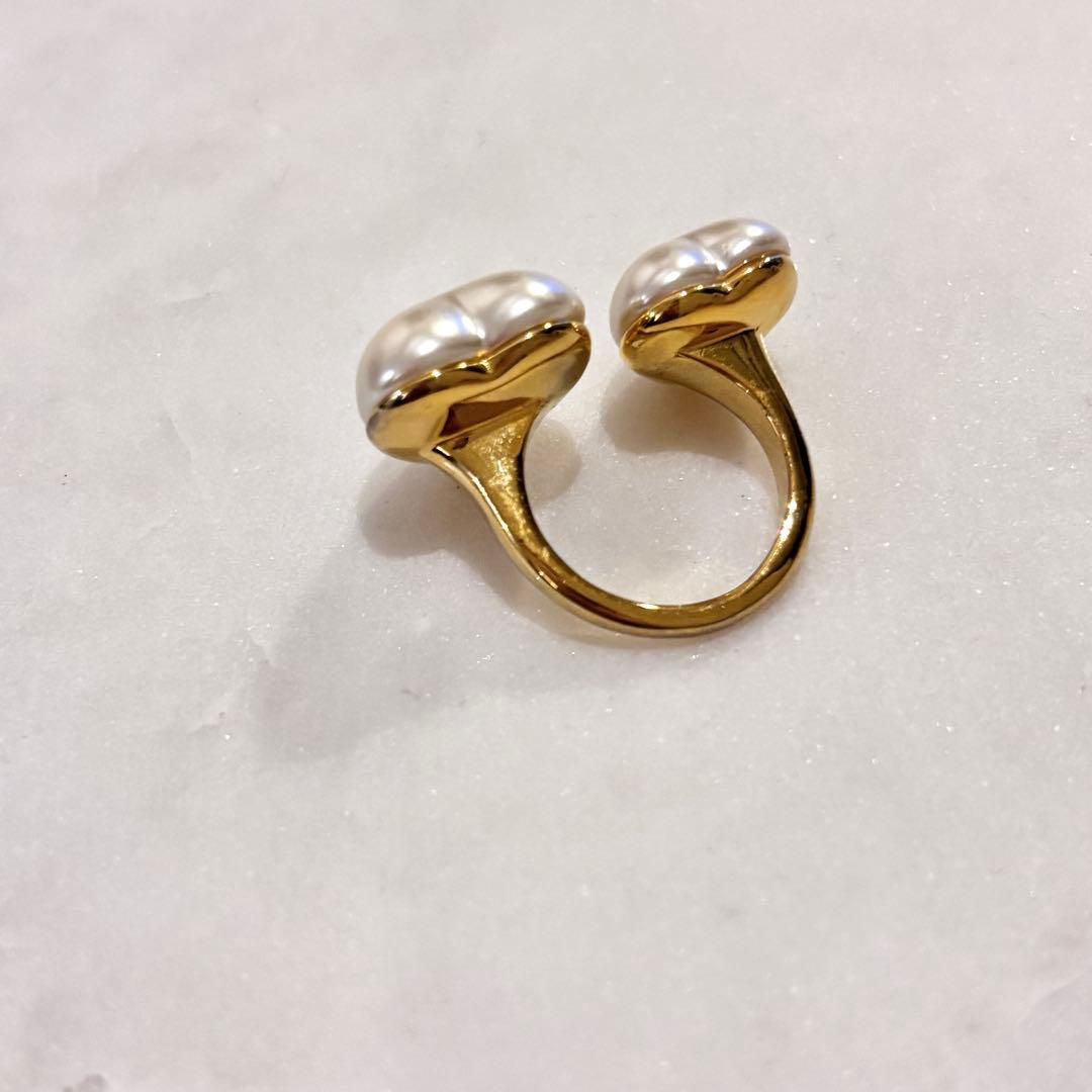 【完売品】Seven ten ハートツインリング パール 11号サイズ