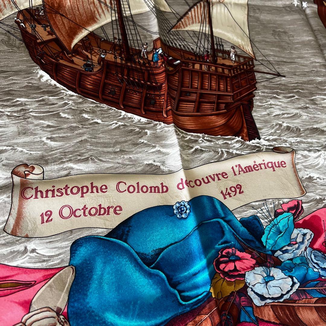 HERMES エルメス カレ90 シルク スカーフ クリストファー・コロンブス