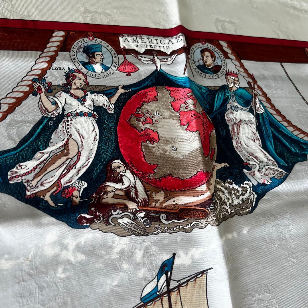 HERMES エルメス カレ90 シルク スカーフ クリストファー・コロンブス